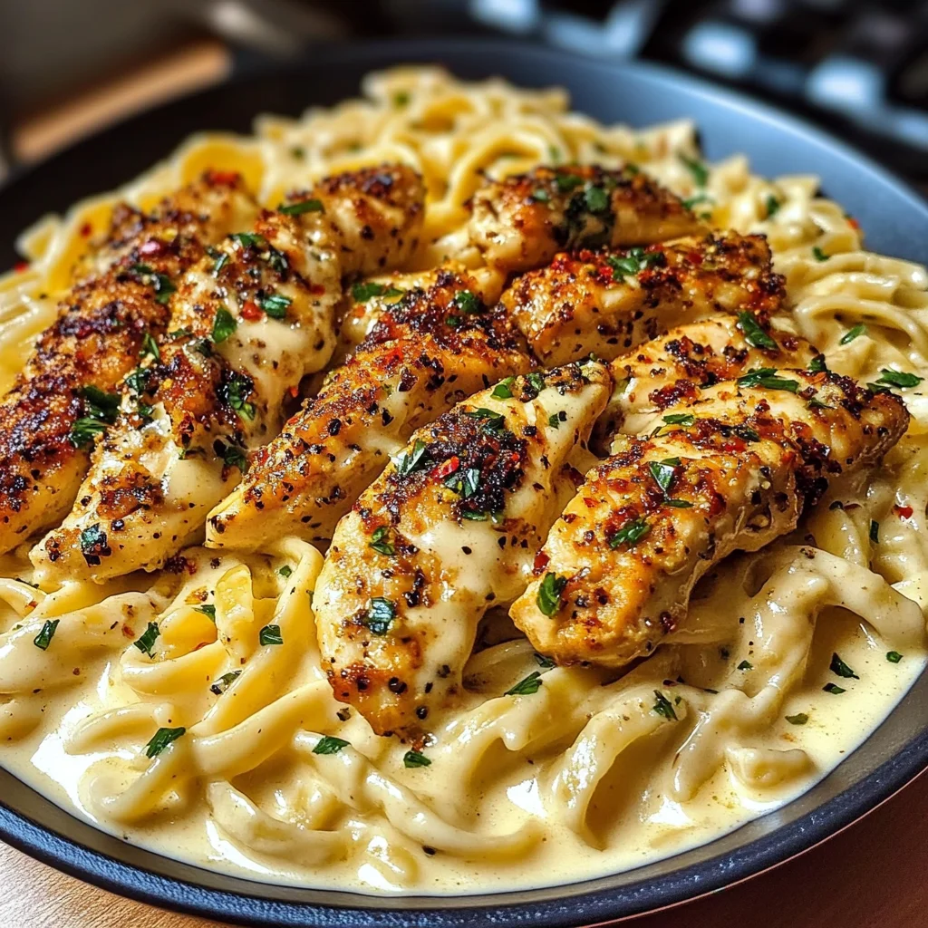 Cajun Garlic Butter Chicken Linguine with Creamy Alfredo Sauce