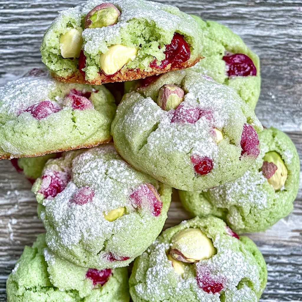 Cherry Pistachio Crinkle Cookies