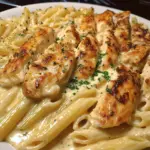 Creamy Garlic Parmesan Chicken Penne Pasta with Alfredo Sauce