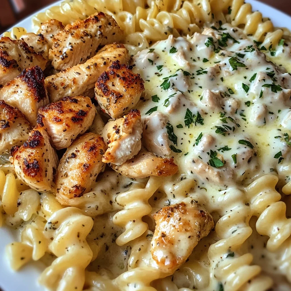 Creamy Parmesan Chicken Rotini with Garlic Herb Alfredo