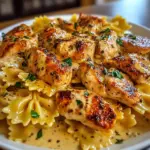 Garlic Butter Chicken Bowties with Mozzarella Cream Sauce