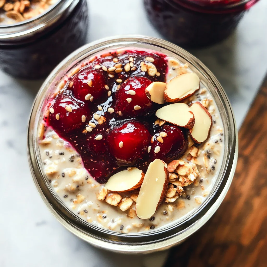 Healthy Overnight Oats with Cherry Chia Seed Jam
