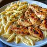 Lemon Garlic Chicken Bites with Creamy Penne Parmesan Pasta