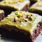 Pistachio Brownies with Pistachio Ganache