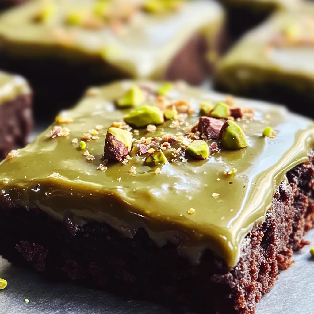 Pistachio Brownies with Pistachio Ganache