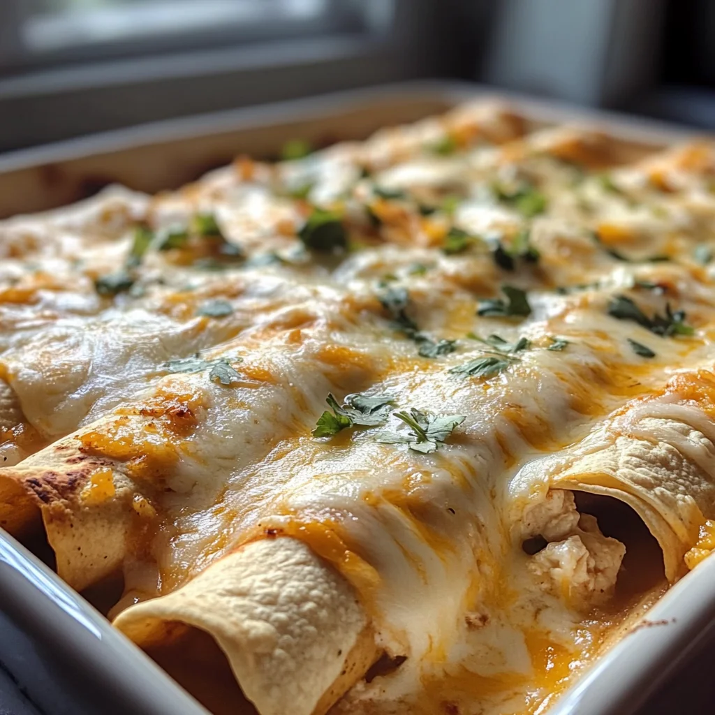 38g Protein Chicken Enchiladas with Dreamy White Sauce