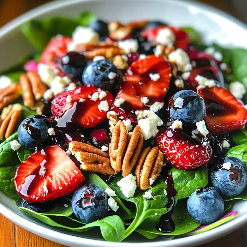 Easy Berry Spinach Salad with Pecans and Balsamic Glaze