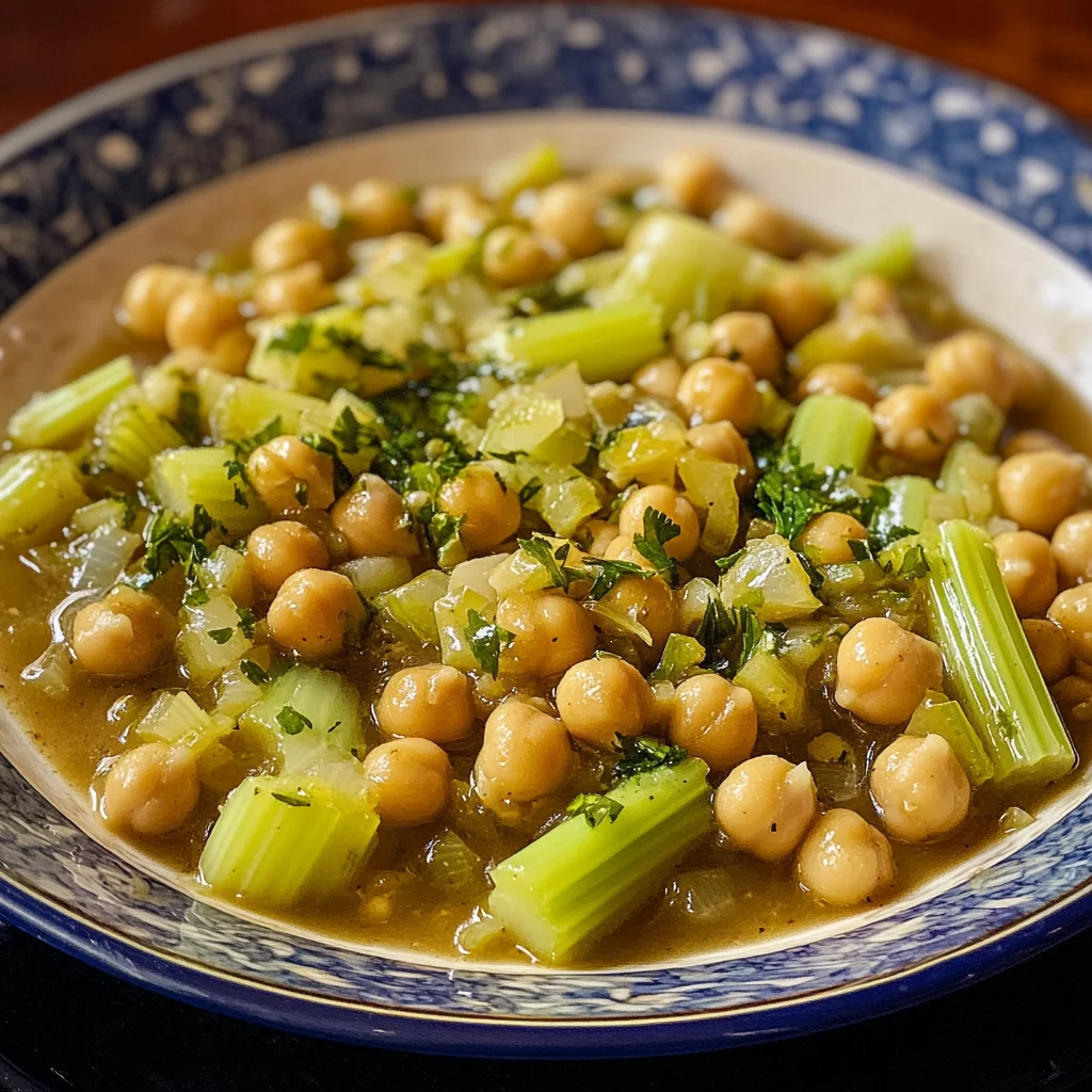 Quick-braised celery and chickpeas