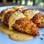 Savory Pretzel Chicken with Mustard-Cheddar Sauce Delight