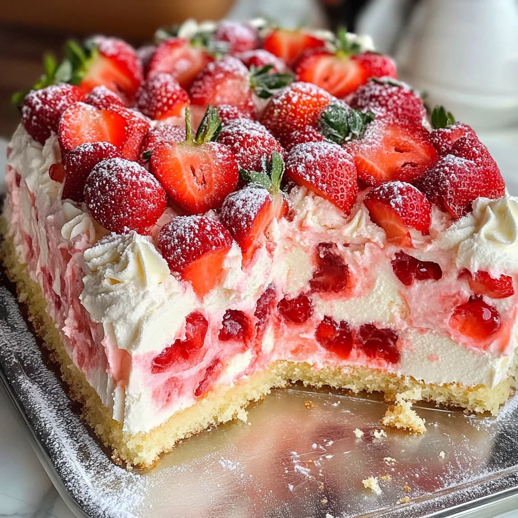 Strawberry Cheesecake Poke Cake