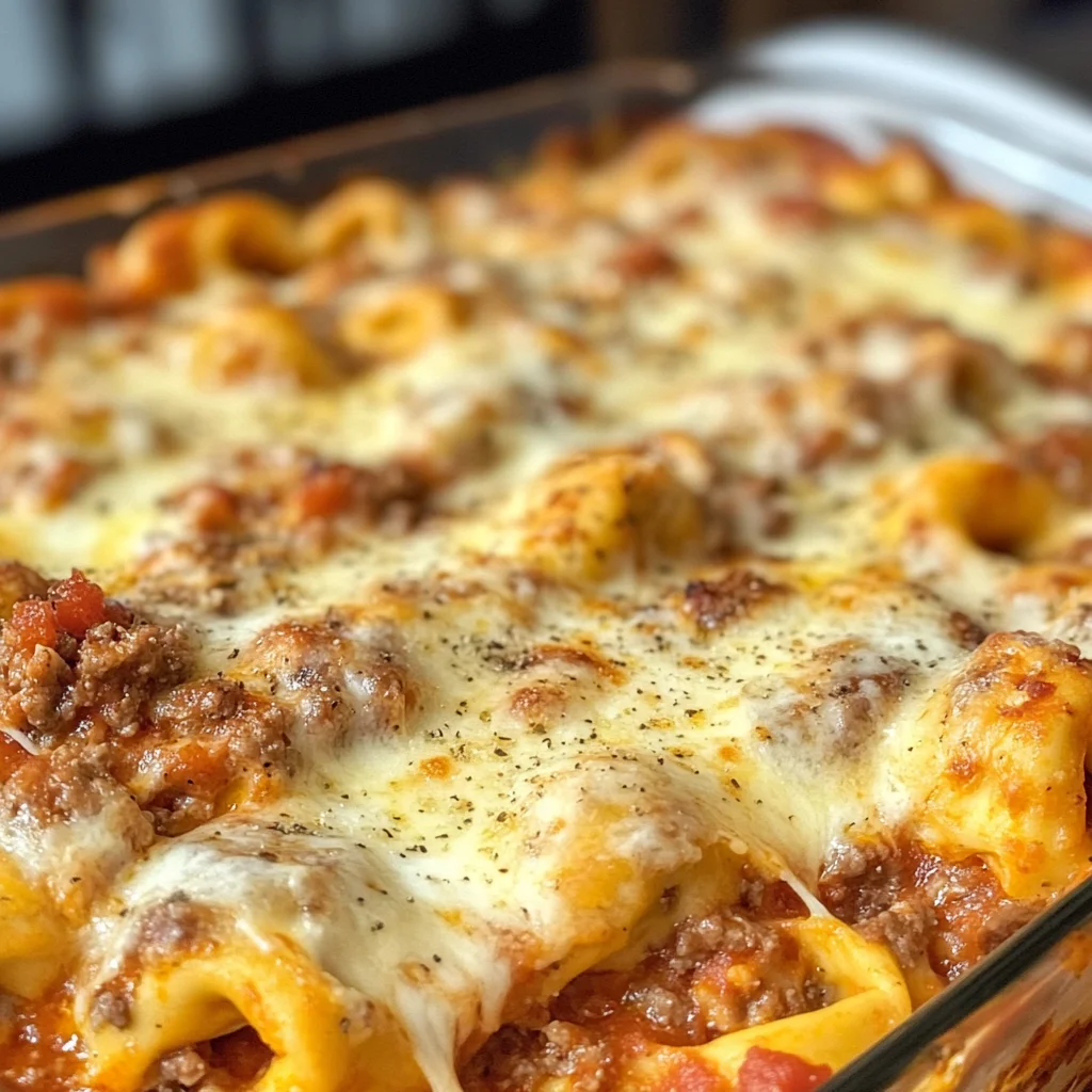 Cheesy Baked Tortellini Casserole With Meat Sauce