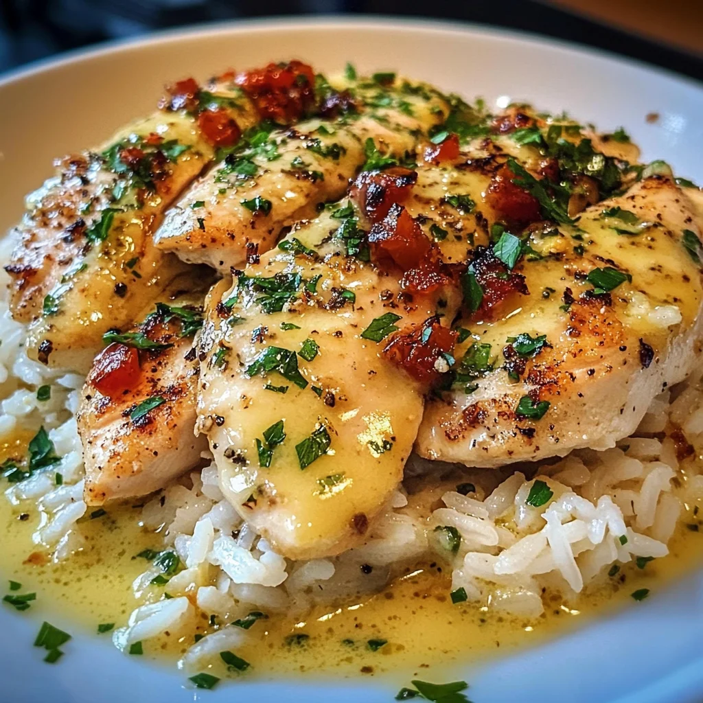 Chicken Scampi with Garlic Parmesan Rice
