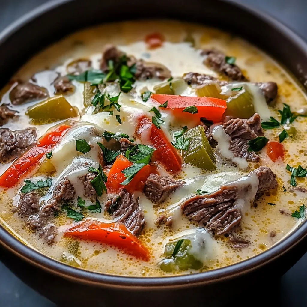 Creamy Philly Cheese Steak Soup