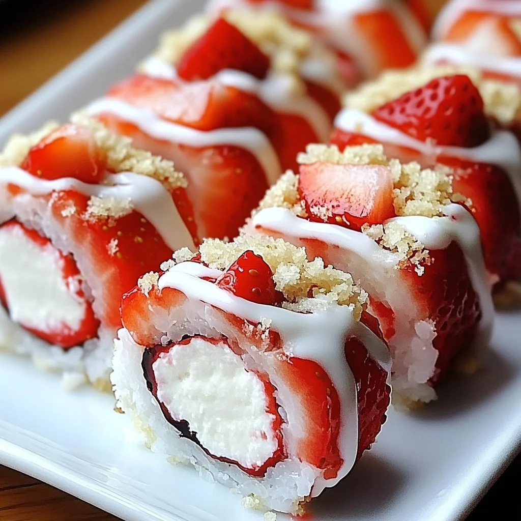 Creative & Cute Strawberry Shortcake Sushi Roll Dessert Recipe