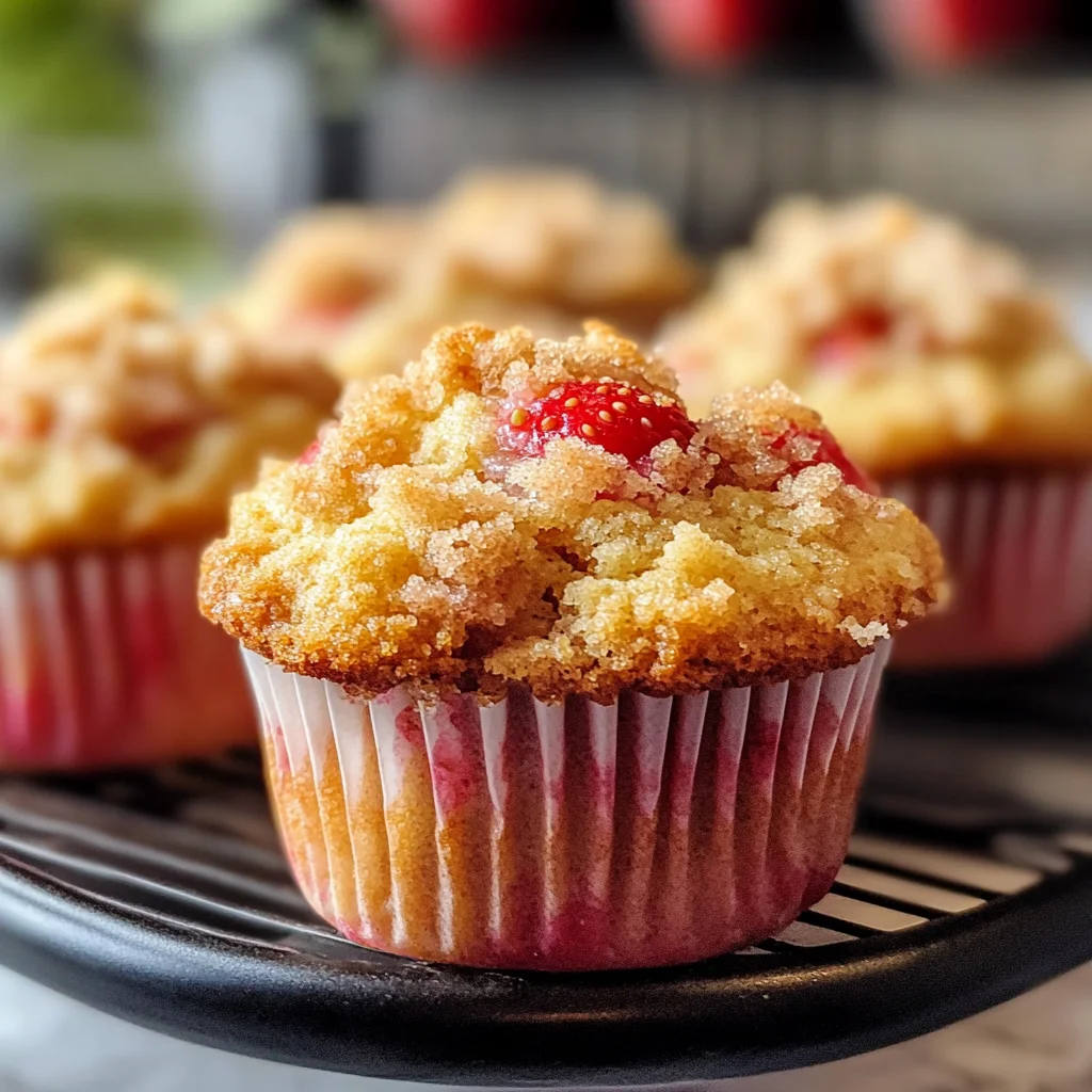 Quick Strawberry Muffins with Crumble Topping