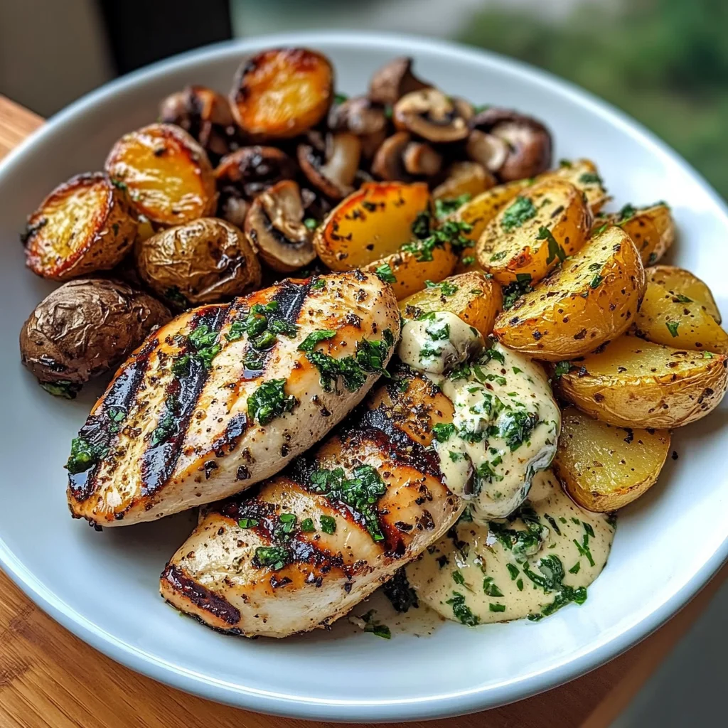 Coconut Garlic Greek Chicken with Roasted Potatoes
