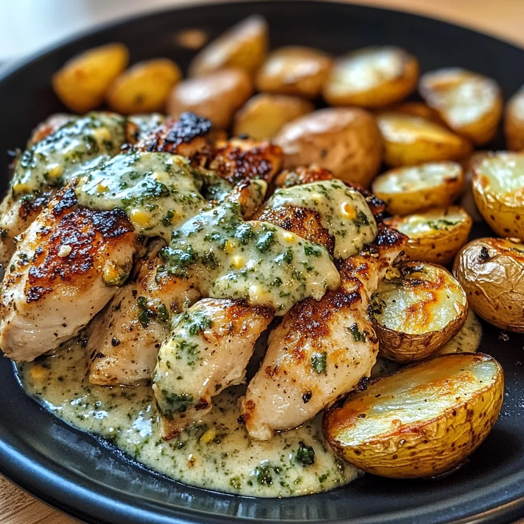 Coconut Herb Chicken Alfredo with Crispy Potatoes