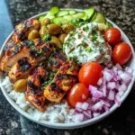 Greek Chicken Souvlaki Bowl Recipe Easy Homemade Tzatziki Included