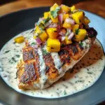 Grilled Fish With Mango Salsa & Creamy Sauce