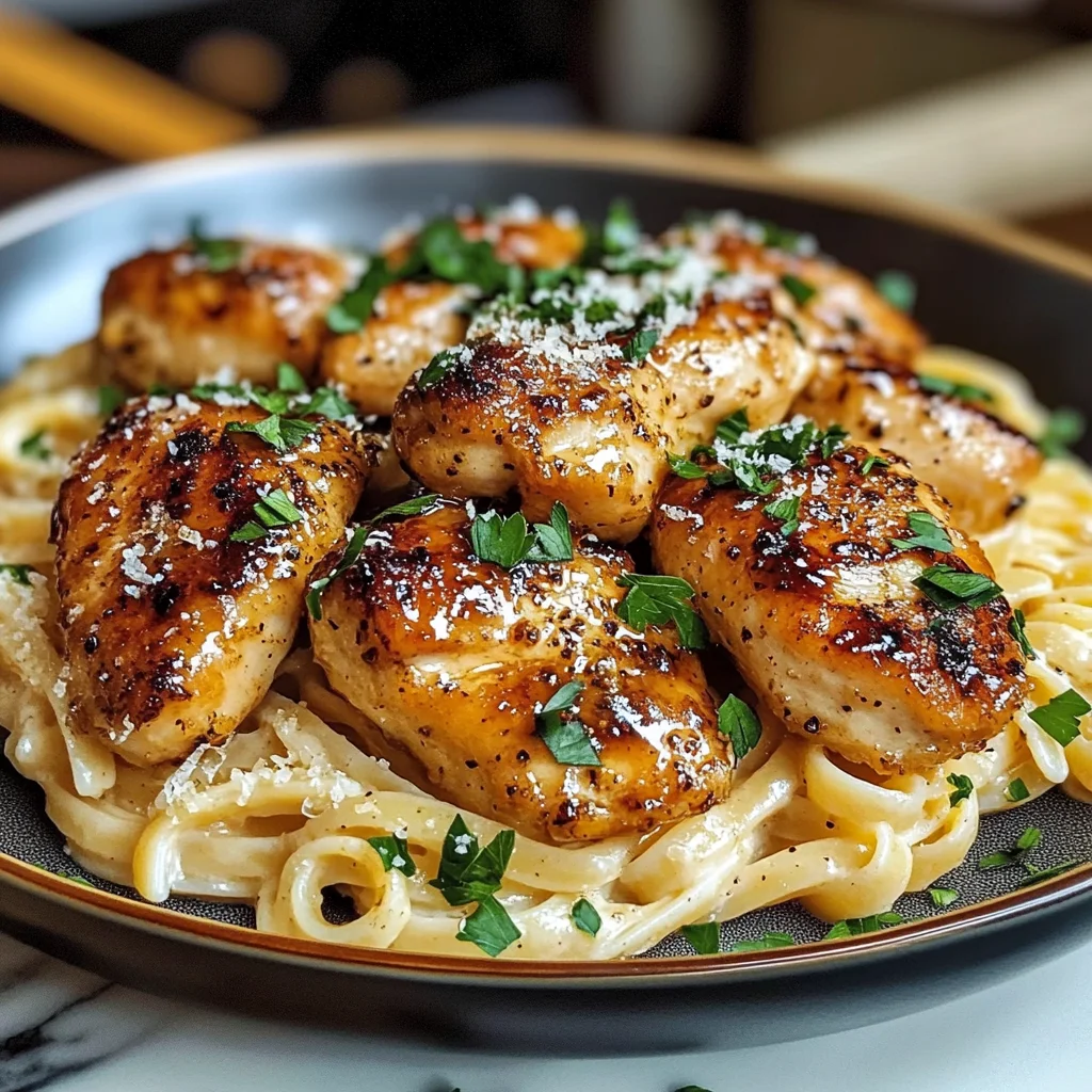 Honey Pepper Chicken with Garlic Butter Pasta