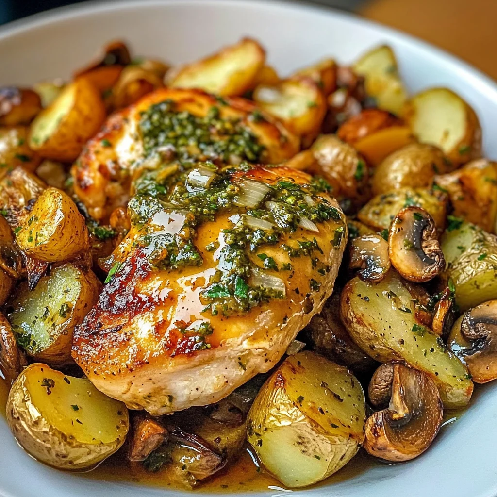 Hot Honey Garlic Chicken with Roasted Potatoes