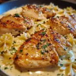 Juicy Garlic Butter Chicken With Bowtie Pasta