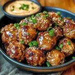 Korean BBQ Meatballs with Spicy Mayo Dip