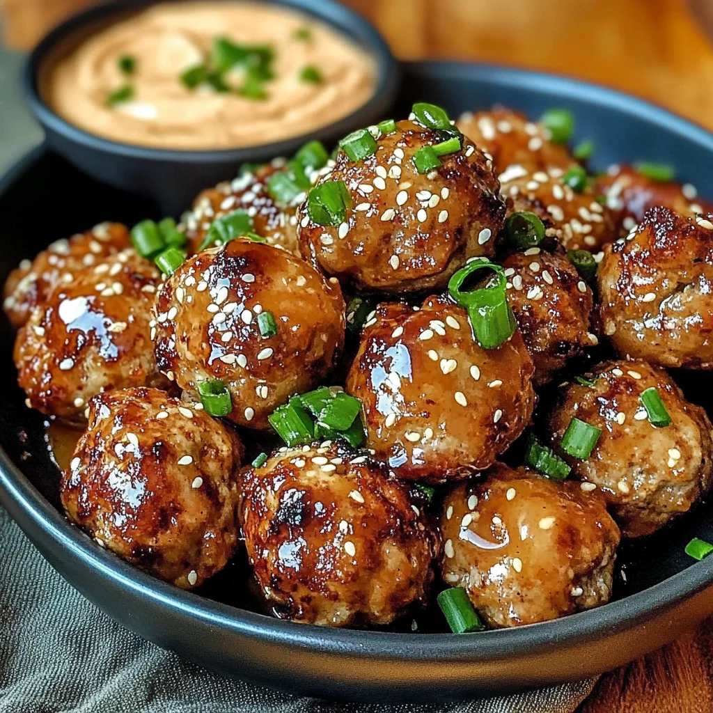 Korean BBQ Meatballs with Spicy Mayo Dip