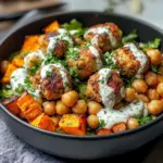 Mediterranean Herby Chicken Meatball Bowl - theamazingfood