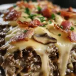 Mushroom Swiss Turkey Bacon Meatloaf Casserole